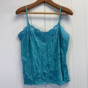 Unbranded Womens Y2K Lace Crinkle Adjustable Cami Tank Size L Feminine Romantic